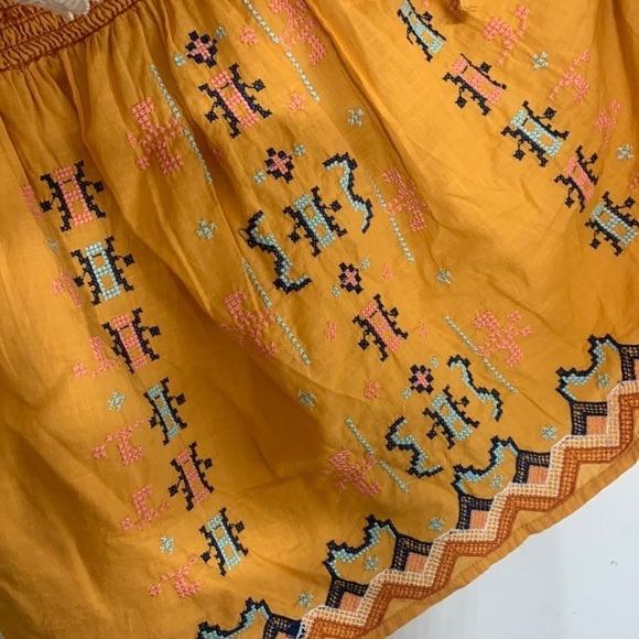 Rachel Zoe embroidered bohemian smocked Sun gold tank top new with tags medium - Picture 2 of 7